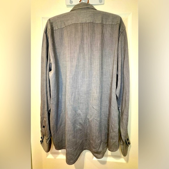 Thomas Dean Button Up Shirt Men’s Grey white Cross weave Long Sleeves size XL - Picture 11 of 11